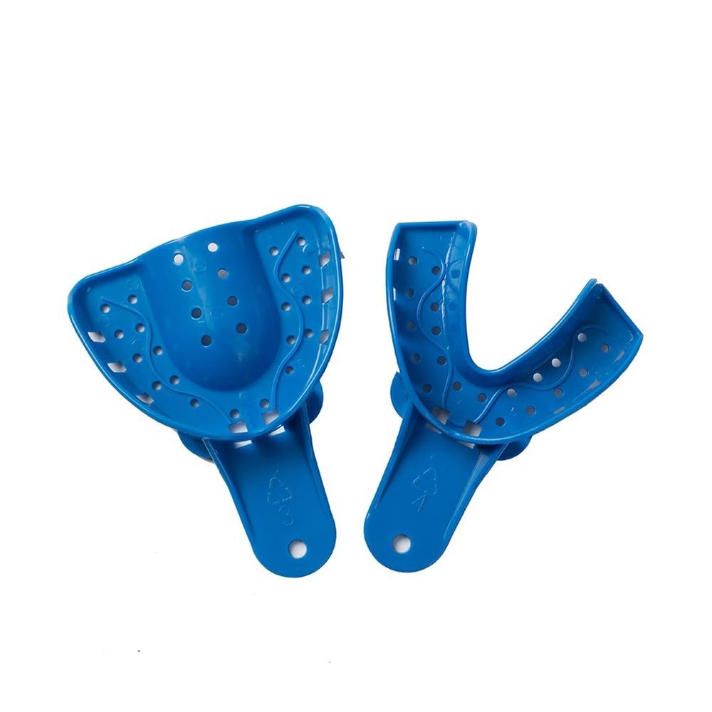 Dental Impression Trays Perforated Plastic Disposable Denture Instruments Tray Upper Lower (X-Large Upper 6pcs)