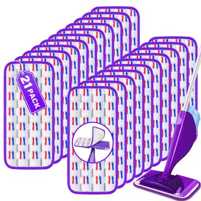21 Pack Reusable Mop Pads for Swiffer WetJet, Wet Pads Refill for Swiffer Wet Jet, Microfiber Mop Pads Machine Washable Wet Dry Pads Refill for Laminate, Hardwoods, Vinyl, Marble, Stone and Glass