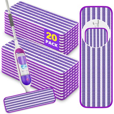 20 Pack Reusable Mop Pads Compatible with Swiffer PowerMop, Microfiber Pads Refills Machine Washable Up to 100 Times Wet Dry Use Suitable for All Floor Types