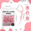 Baderke 100 Count Dual Line Floss Picks Dental Floss Sticks Bulk Non Breakable Toothpicks Double String Tooth Picks Flossers for Adults Teeth Cleaning Family Travel(Pink) view 2