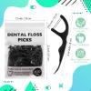 Baderke 100 Count Dual Line Floss Picks Dental Floss Sticks Bulk Non Breakable Toothpicks Double String Tooth Picks Flossers for Adults Teeth Cleaning Family Travel(Black) view 2