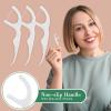 Baderke 100 Count Dual Line Floss Picks Dental Floss Sticks Bulk Non Breakable Toothpicks Double String Tooth Picks Flossers for Adults Teeth Cleaning Family Travel(White) view 3
