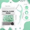 Baderke 100 Count Dual Line Floss Picks Dental Floss Sticks Bulk Non Breakable Toothpicks Double String Tooth Picks Flossers for Adults Teeth Cleaning Family Travel(Light Green) view 2
