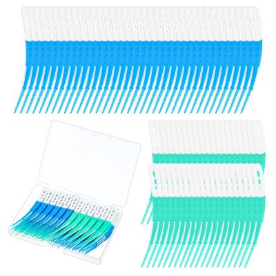 AOZUO 84pcs Dental Floss, Portable Silicone Interdental Brush for Teeth with Storage Box for Cleaning Teeth Health Oral Care