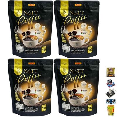 D-Nie Nuttcoffee Black Coffee Arabica Roasted Coffee Snack Fruit Mush Mellow 10 Sachets/Pack (150g) (of 4) By Beautygoodshop [Get Free For You Beauty Gifts]