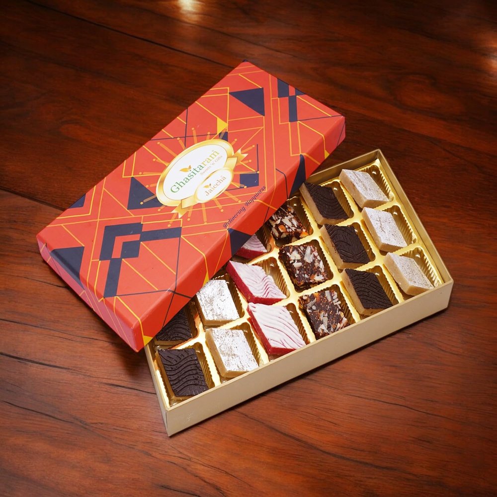 Ghasitaram Gifts Jaiccha Mix Kaju Katlis 18 pcs in Designer Box|Gift for Diwali,Holi,Rakhi,Valentine,Christmas,Birthday,Anniversary,Gift for Her,Him,Mothers Day,Fathers Day|