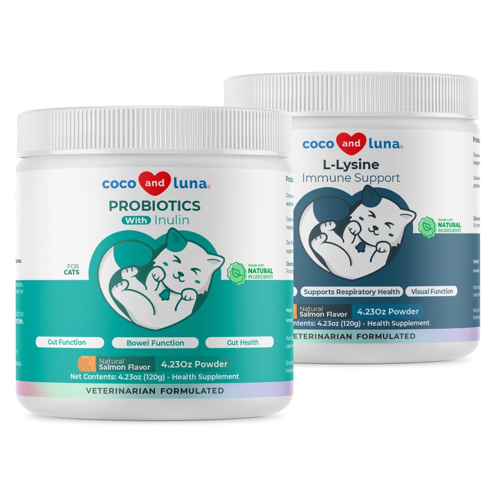 Lysine + Probiotics & Prebiotics for Cats - Immune Support, Eye Function, Bowel Function & Gut Health.