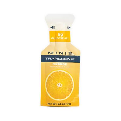 Transcend Foods Mini Orange Gel (.6 oz, Pack of 12) Fast-acting Carb Gel Orange Flavor  Travel Size, Caffeine Free, Gluten Free