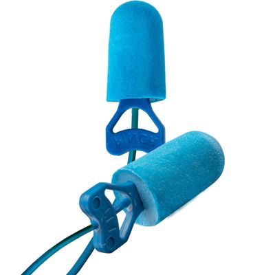 BioSoft Pinchfit Metal Detectable Corded Foam Ear Plugs 100-Pair, NRR 32, Blue, Tapered Push-in (PF-D)