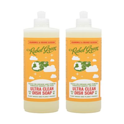 Rebel Green Super Deluxe Dish Soap - Natural Dishwashing Soap - Liquid Dish Detergent - Sustainable Dish Liquid Scented with Orange & Chamomile