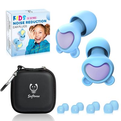 Kids Earplugs (6-12 yrs), Noise Reduction for Child/Adult with Small Ear-Canal, Noise Sensitivity Ear Plugs for Home, School, Playtime & Beyond, 8 Tips in XS/S/M/L - 26dB Ear Protection
