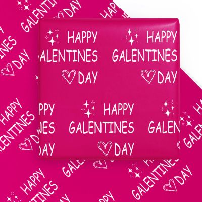 WRAPAHOLIC Valentine's Day Wrapping Paper Sheet - 6 Sheets Happy Galentine's Day Design Folded Flat for Girl, Women, Anniversary, Wedding - 19.7 Inch x 27.5 Inch Per Sheet