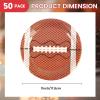 PUEVENYI 50PCS Football Party Paper Plates - 7Inch Round Dessert Plates for Cake Salad Fruit Pizza Disposable Football Themed Decoration Supplies for Fan Sports Event, Birthday Party view 2