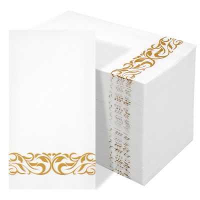 100 PCS Gold Paper Napkins, 3-Ply Premium Quality Disposable Decorative Paper Napkins, 15.7 x 13 Inch Soft Hand Towels Cocktail Napkins for Guest, Kitchen, Baby Shower Birthday Wedding Xmas Party