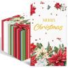 100PCS Christmas Napkins Disposable Poinsettia Flower Paper Napkins 3 Ply Decorative Paper Hand Towels for Bathroom Xmas Red Poinsettia Berry Guest Napkins for Winter Holiday Christmas Cocktail Party
