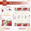 100PCS Christmas Napkins Disposable Poinsettia Flower Paper Napkins 3 Ply Decorative Paper Hand Towels for Bathroom Xmas Red Poinsettia Berry Guest Napkins for Winter Holiday Christmas Cocktail Party view 2