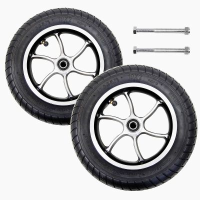 10 Inch Wheelchair Replacement Front Wheels, 10x2 Electric Wheelchair Wheels Accessories, Pneumatic Rubber Tires, Casters Rollers, with 2/1" Bearing (2-Pack)