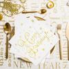 100 PCS Happy Birthday Paper Napkins, 2 Ply Gold Foil Birthday Disposable Hand Towels Napkins, 1313 Inch Dinner Cocktail Decorative Napkin for Birthday Party Table Decorations view 4