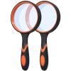 Wapodeai 10X Magnifying Glass for Seniors & Kids, 2 Pack Non-Slip Handheld Magnifier Glasses with 75mm Lens, for Reading Book, Hobbies, Scientific Observation, Orange view 1