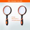 Wapodeai 10X Magnifying Glass for Seniors & Kids, 2 Pack Non-Slip Handheld Magnifier Glasses with 75mm Lens, for Reading Book, Hobbies, Scientific Observation, Orange view 3
