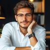 Cyxus 99% Acetate Blue Light Glasses Men, 22g Semi-rimless Browline Anti-Migraine Office Computer 8216 view 3