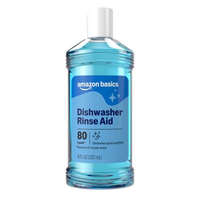 Amazon Basics Dishwasher Rinse Aid, Prevents Spots & Film, Enhances Drying, 8 Fl Oz