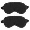 2 Pcs Black Plush Eye Mask Soft Sleeping Blindfold Eye Cover Comfortable Furry Faux Fur Sleeping Mask Satin Nap Night Eyeshade Cover for Women Men Gift view 1