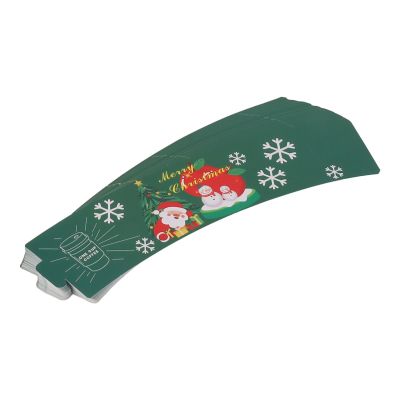 50PCS Coffee Cup Sleeves Festive Holiday Paper Hot Drink Holder Halloween Christmas Chocolate Cold Beverage Cup Sleeves Hot Drink Holder Paper Cup Sleeves (Green)