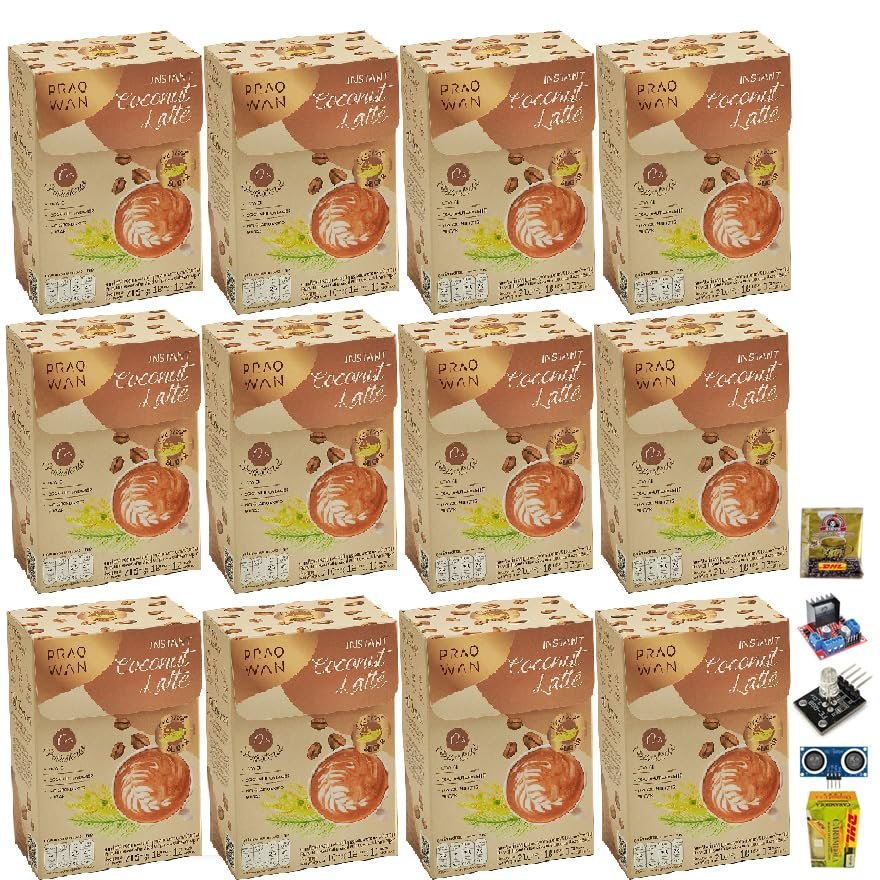 12 Sachets/Box Delicious Coffee Snack Intense Coffee Snack Praowan Instant Coconut Coffee Latte Set 12 No0887896456 By Beautygoodshop [Get Free For You Beauty Gifts]