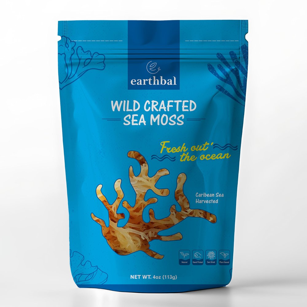 Earthbal Wildcrafted Raw Golden Sea Moss from St Lucia l Makes 80oz+ Sea Moss Gel l Vegan l Irish Moss - Mineral and Vitamin Dense