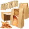 WNSIRVY 130 Pack Large Bread Bags for Homemade Sourdough Bread - Kraft Paper Storage Bakery Bags with Clear Window Bonus 150 Seal Stickers for Sourdough Sandwich (13.7x8.2x3.5 Inches, Brown) view 1