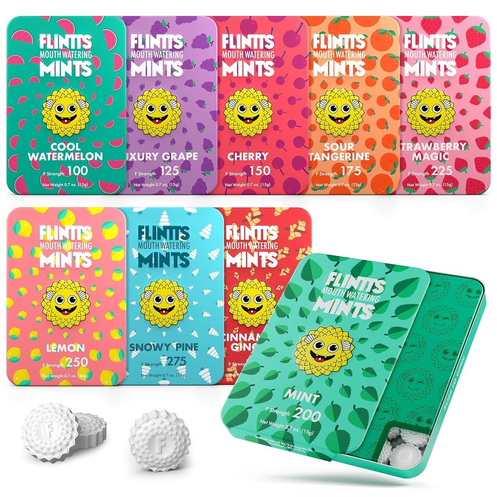 Flintts Mints Full House Sugar Free Mouthwatering Mints for Dry Mouth Relief & Freshness Vegan Oral Health Support with Sparkle Effect Pocket Travel Saliva Substitute, Lozenges Alternative, Variety Pack