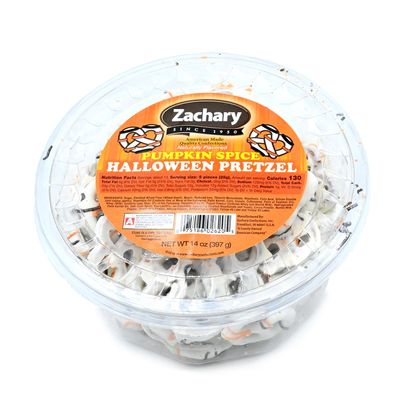 Zachary Halloween Pretzels Pumpkin Spice 14oz Tub
