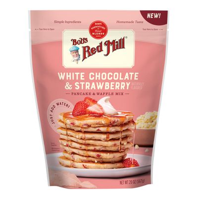 Bobs Red Mill White Chocolate & Strawberry Pancake/Waffle Mix, 20 Ounce (Pack of 1)  Just Add Water, Makes 32-40 Pancakes per Bag