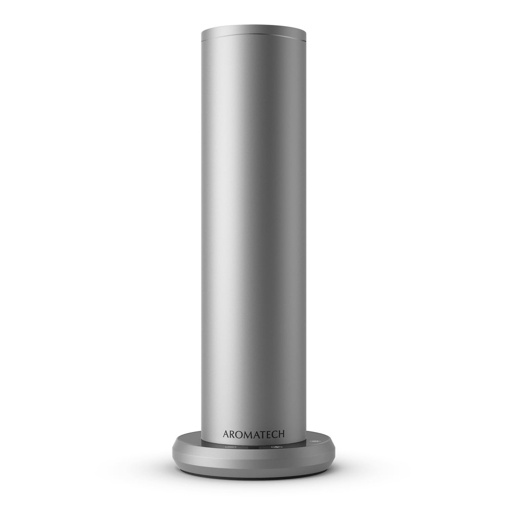 AromaTech New AroMini BT Plus Scent Diffuser w/Bluetooth  Cold-Air Diffusion Scent Machine for Home, Office, Hotel, Spa  Nebulizing Diffusion System for Essential Oil Blends (Silver)