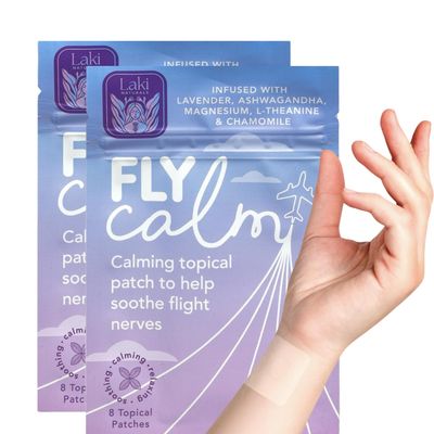 Laki Naturals Fly Calm Patch (2-Pack, 8 per Pack) | Plant-Based Ingredients for Air Travel Stress | Calm Your Fear of Flying
