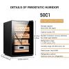 50L Cigar Humidors for 200-300 Cigars with Cooling & Humidity Control, Electric Cooler Cigar Humidor, Cabinet Humidor with Spanish Cedar Wood Drawer Shelves, Built in Digital Hygrometer,Black A view 3