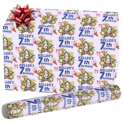 Faroishta Custom Face Wrapping Paper Personalized Name Birthday Gift Wrap Paper Roll for Women Men Kids Baby Customize Your Own Text Wrapping Paper Baby Shower Birthday Party Gifts