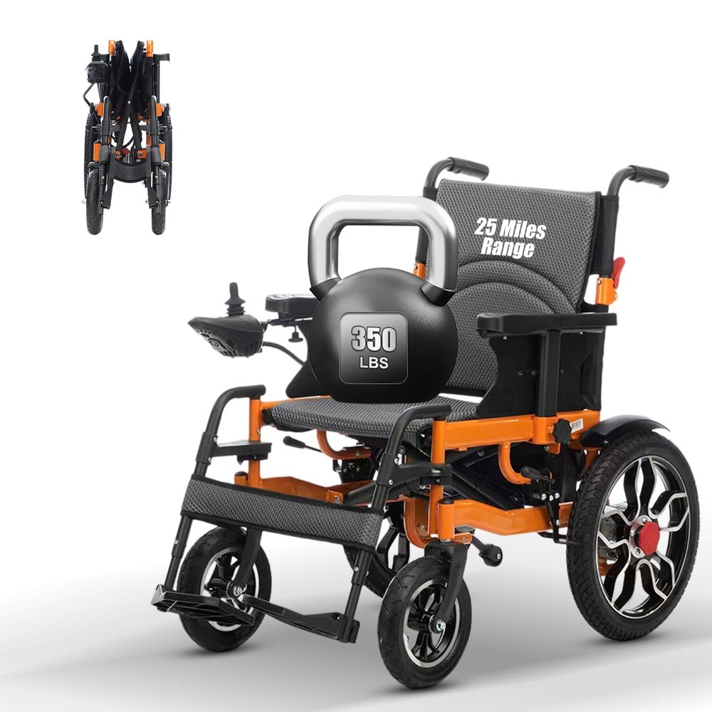 25 Miles All Terrain Electric Wheelchairs for Adults,20" Seat Width Compact Portable Motorized Wheelchair for Seniors,Intelligent Folding Power Wheelchair Travel Motorized Mobility Scooters