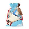Dwrepo Drawstring Christmas Gift Bags Flying Seagulls Xmas Gift Bags Burlap Xmas Candy Bags Reusable Christmas Wrapping Bags Xmas Party Favor Bags for Holiday Wrapping Presents Small view 1
