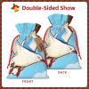 Dwrepo Drawstring Christmas Gift Bags Flying Seagulls Xmas Gift Bags Burlap Xmas Candy Bags Reusable Christmas Wrapping Bags Xmas Party Favor Bags for Holiday Wrapping Presents Small view 2