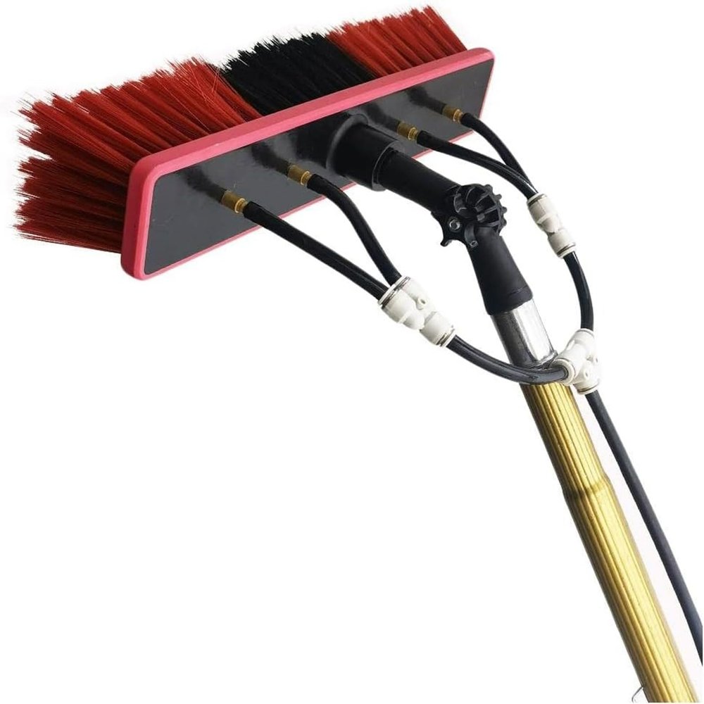 Outdoor Window Cleaning Pole, Water Fed Pole Kit, Water Fed Telescopic Brush with 20 M Water Supply Pipe, Solar Panel Cleaning Equipment for Cleaner Outdoor Window(9M/30Ft)