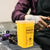 Blade Dispenser Case Disposable Blade Disposal Case Barber Shop Storage Bank Container for Used Blades Broken Cutter Devices Old Waste Blades Yellow/754 view 4