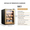 Fablestoryem Electronic Cooler Humidor 50L, Cigar Humidors for 200-300 Cigars, Spanish Cedar Wood 4 Shelves Small Cigar Cabinet and Wine Cabinet, Temperature and Humidity Control,Gold A view 3