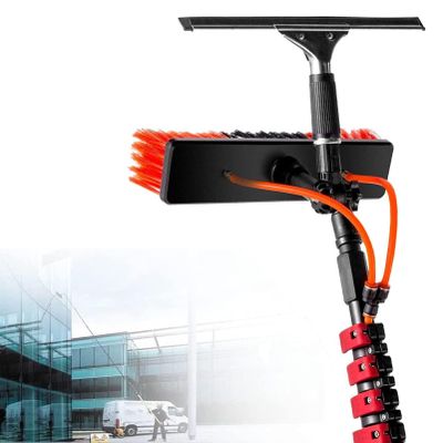 Window Cleaning Pole,Water Fed Telescopic Brush Water Fed Pole Kit,with Extension Pole,Window Washing Equipment,for Indoor/Outdoor Glass