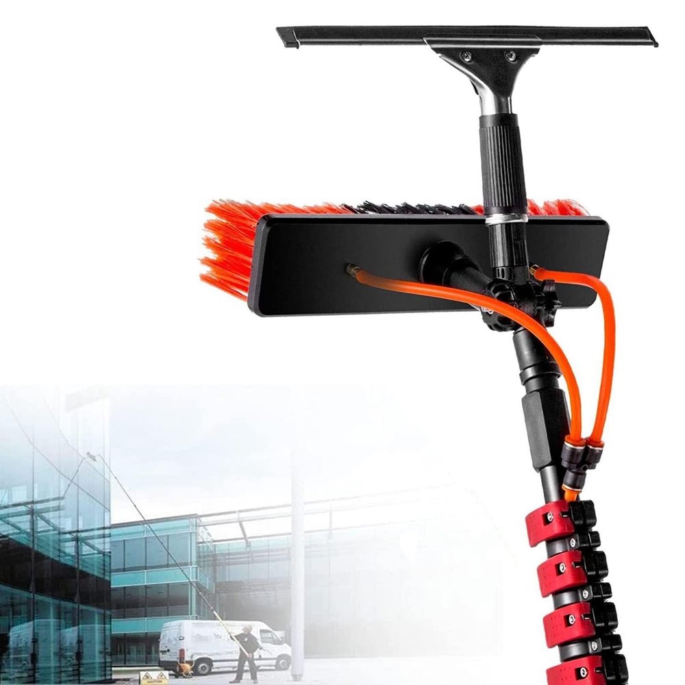 Window Cleaning Pole,Water Fed Telescopic Brush Water Fed Pole Kit,with Extension Pole,Window Washing Equipment,for Indoor/Outdoor Glass