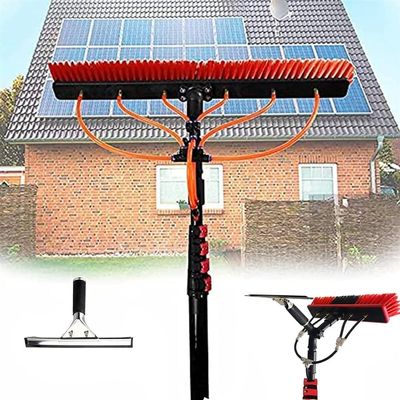 CHIPEL Water Fed Telescopic Brush, Window Cleaning Equipment 3.6m-10.8m Window Cleaning Pole, Solar Panel Cleaning Brushes with Scraper, Window Cleaning Pole Kit(10.8m/36FT)