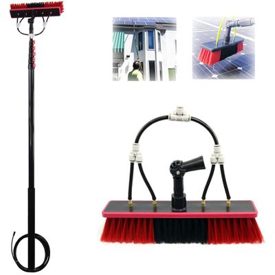 Window Cleaning Brush Solar Panel, Window Cleaner Kit, Water/Hose Fed Pole, Extendable Cleaner Conservatory Roof Cleaning Tools/10M Rod/35cm Brush Head,35cmbrushhead-3.6M/12FT