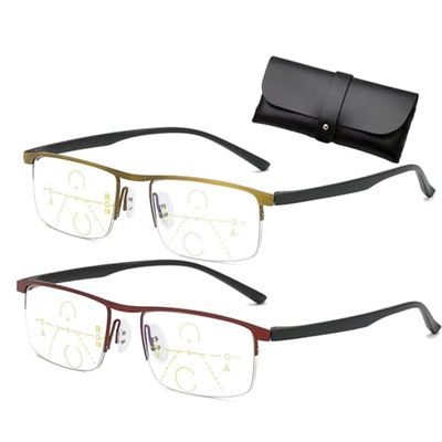 Intelligent Reading Glasses for Men Women,Intelligent Dual Focus Glasses,Auto Focus Glasses Self Adjusting,Far and Near (3.0 x,Gold+Red)