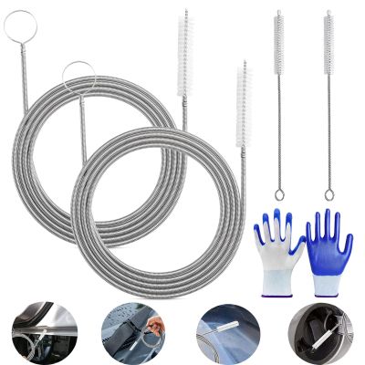 Car Drain Dredge Cleaning Scrub Brush, 150cm Flexible Auto Sunroof Drain Cleaning Tool with 2Pcs 7.9in Cleaning Brush, Flexible Tube Cleaning Brush for Car, ac, Home Kitchen (2Pcs, 60in)